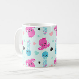 Caneca De Café Animais do mar, Vida marinha, polvo, água-viva, co