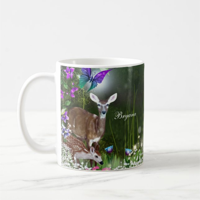 Caneca De Café Animais encantados da floresta de fantasia (Esquerda)