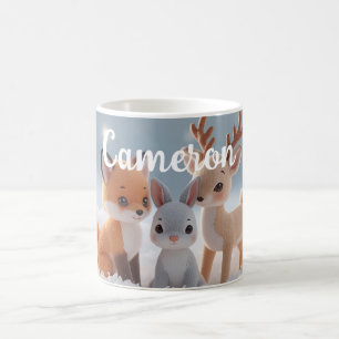 Caneca De Café Animais Fofos de Pelúcia do Inverno Florestal Nome