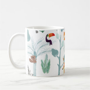 Caneca De Café Animais lindos: rabisco da floresta tropical.