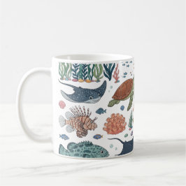 Caneca De Café Animais Marinhos Fofos