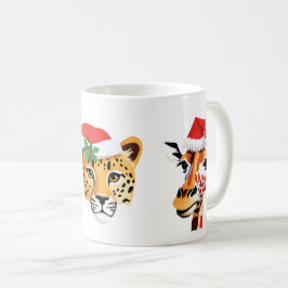 Caneca De Café Animais Safari selvagens engraçados Papais noeis F