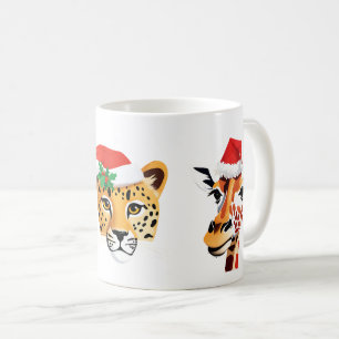 Caneca De Café Animais Safari selvagens engraçados Papais noeis F
