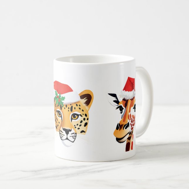 Caneca De Café Animais Safari selvagens engraçados Papais noeis F (Frente Esquerda)