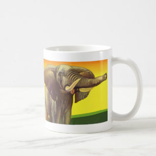 Caneca De Café Animais Selvagens Vintage, Elefante Africano com S