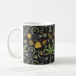 Caneca De Café Animais tropicais, palmeira-macaco, padrão sem des