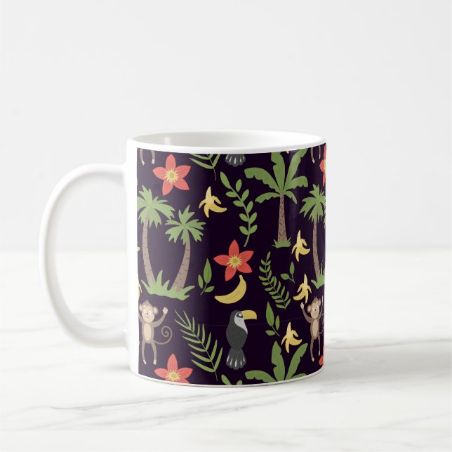 Caneca De Café Animais tropicais, sem descontinuidades, macacos e (Esquerda)