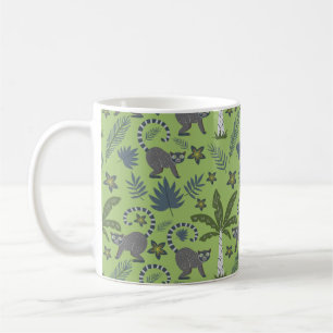 Caneca De Café Animais tropicais, sem soldadura, verdes e cinzas