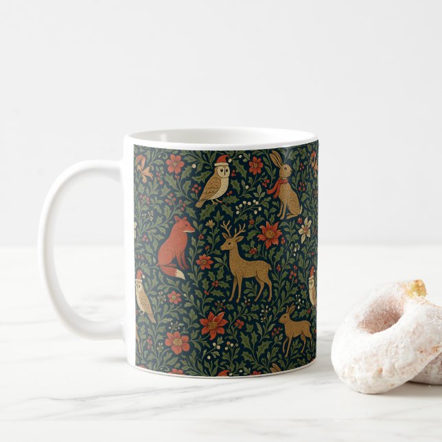 Caneca De Café Animal & Botânico Natal Vitoriano  (Com Donut)