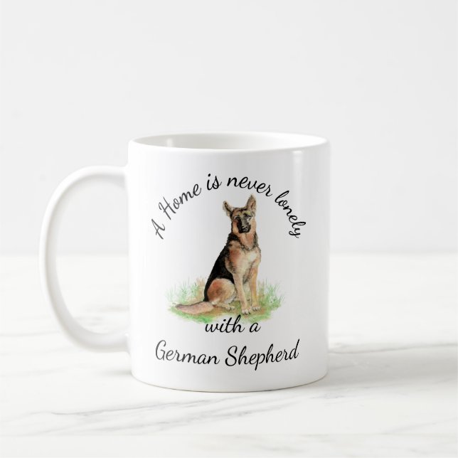 Caneca De Café Animal de companhia de German shepherd de aquarela (Esquerda)