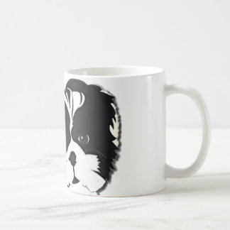 Caneca De Café Animal de estimação branco preto do cão de Shih