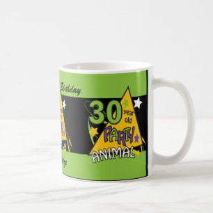 Caneca De Café Animal de festa de 30 anos - aniversário de 30 an