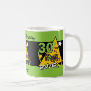 Caneca De Café Animal de festa de 30 anos - aniversário de 30 ano