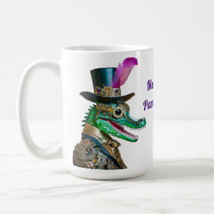Caneca De Café Animal de festa Steampunk do Mardi Gras Jacaré