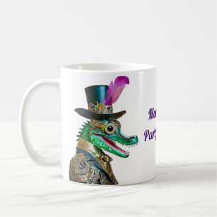 Caneca De Café Animal de festa Steampunk do Mardi Gras Jacaré
