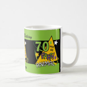 Caneca De Café Animal de partido das pessoas de 70 anos -