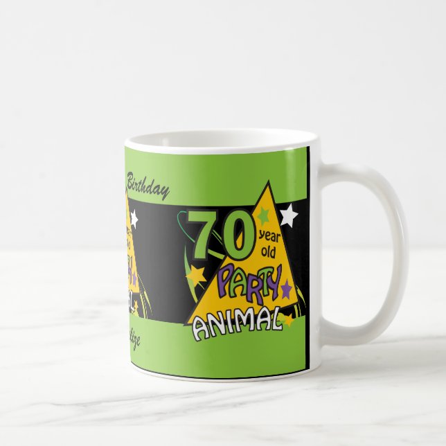 Caneca De Café Animal de partido das pessoas de 70 anos - (Direita)