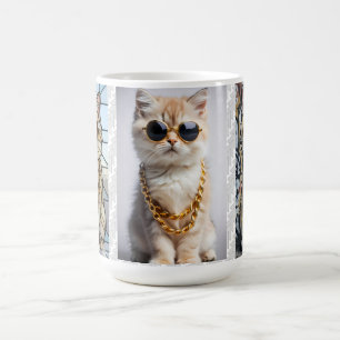 Caneca De Café Animal Elegante   Gatinha de Óculos de Sol – Perso