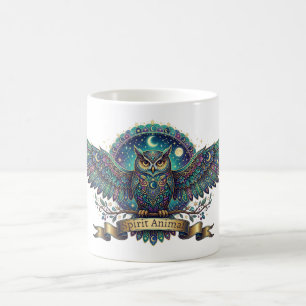 Caneca De Café Animal Espiritual Coruja Arte Nova Celestial