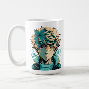 Caneca De Café Anime Boy: Dourado cabelo, rosa e olhos Dourados