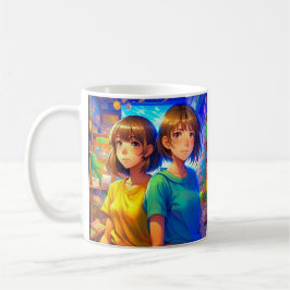 Caneca De Café Anime Caracteres Arte Colorida