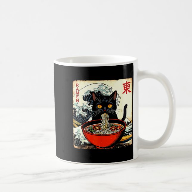 Caneca De Café Anime Cat Ramen Japanese Funny Graphic Tees Kawaii (Direita)