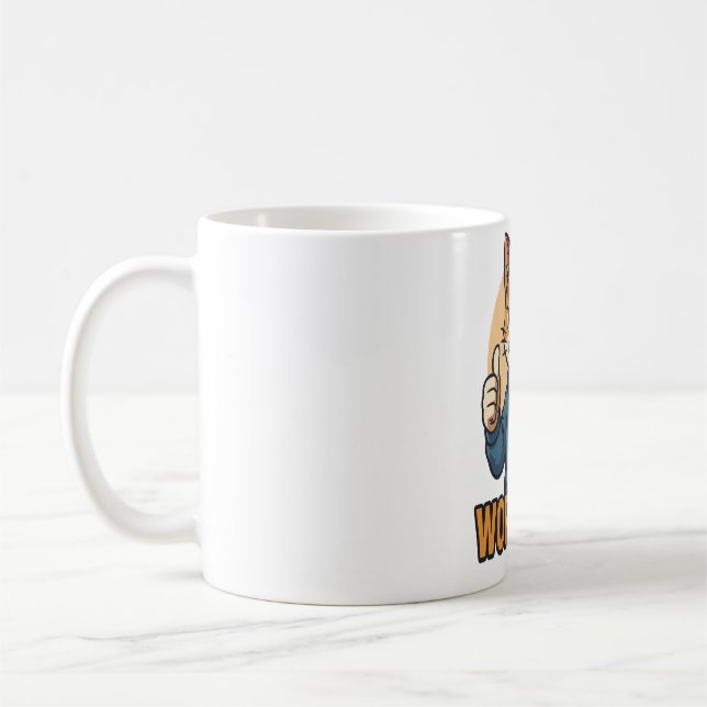 Caneca De Café Anime Cat - WORK HARD Motivational Japanese style (Esquerda)