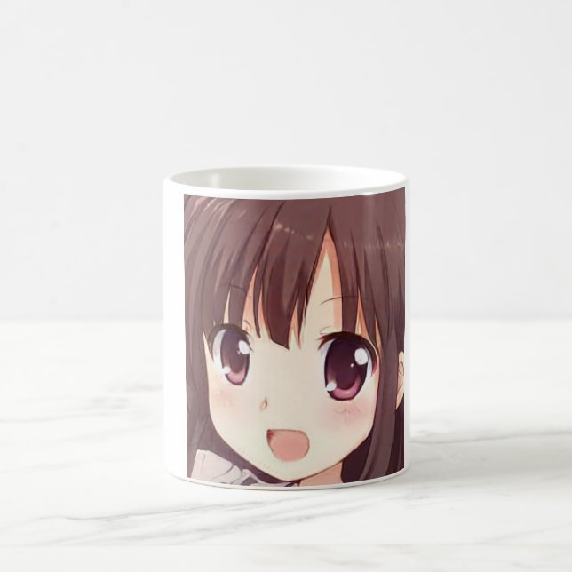 Caneca De Café Anime de cabelos castanhos com olhos de ameixa (Centro)