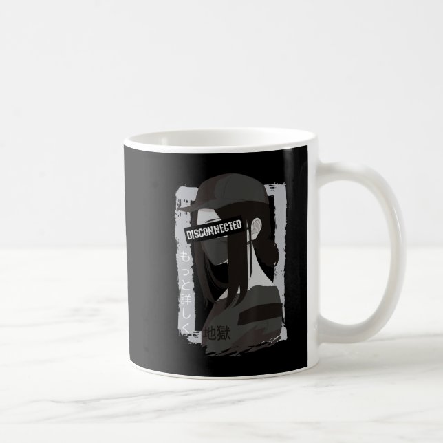 Caneca De Café Anime Desconectado - Aestético Japonês Vaporwave G (Direita)