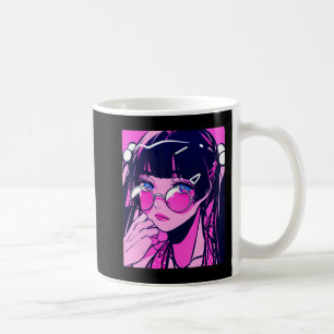 Caneca De Café Anime Girl Kawaii Waifu - Estética Rosa Japonesa O