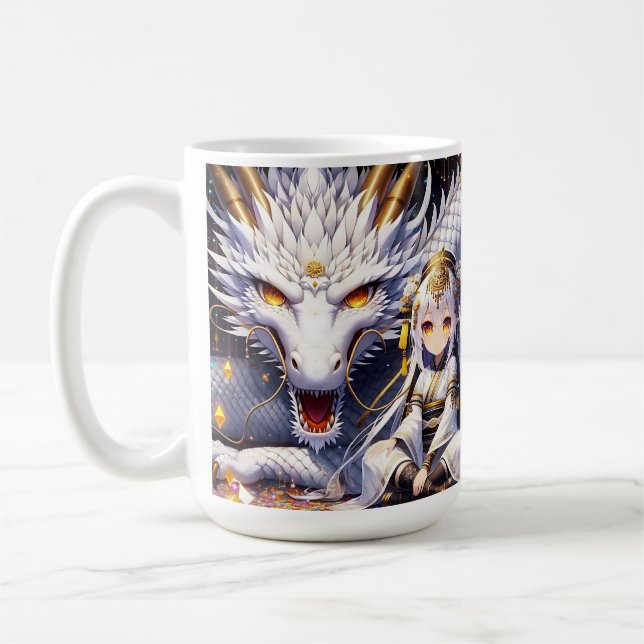 Caneca De Café Anime Girl Warrior e Dragon Ai Art (Esquerda)