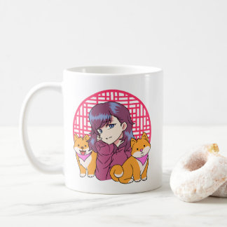 Caneca De Café Anime Girl with Dogs