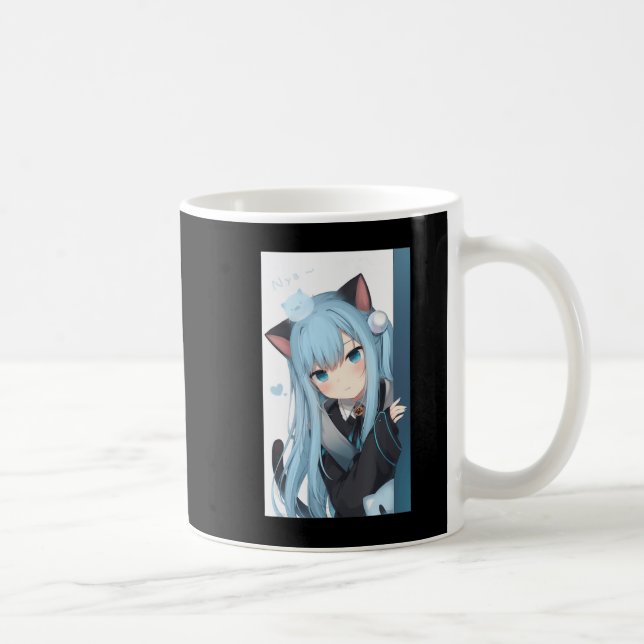 Caneca De Café Anime Neko Cat Girl Pastel Kawaii Japanese Waifu O (Direita)