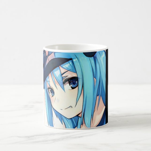 Caneca De Café Anime, olhos azuis de menina, Coffee Mug (Centro)
