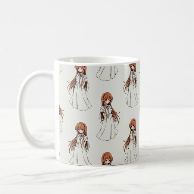 Caneca De Café Anime Weeb Girl Manga Pattern Design (Esquerda)