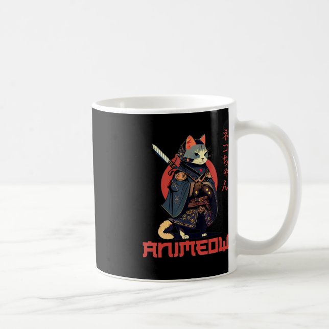 Caneca De Café ANIMEOW Diversão Fofa Roupa de Samurai Gato Kawaii (Direita)