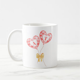 Caneca De Café Aniversário - balões com iniciais de casal