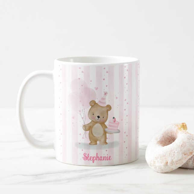 Caneca De Café Aniversário Beary Doce (Com Donut)