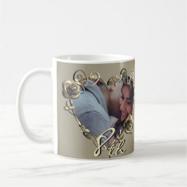 Caneca De Café Aniversário Bronzy Rosa Heart Frame Coffee Mug
