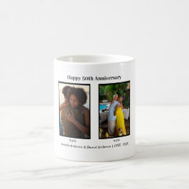 Caneca De Café Aniversário da Colagem de Fotos em Preto e Branco