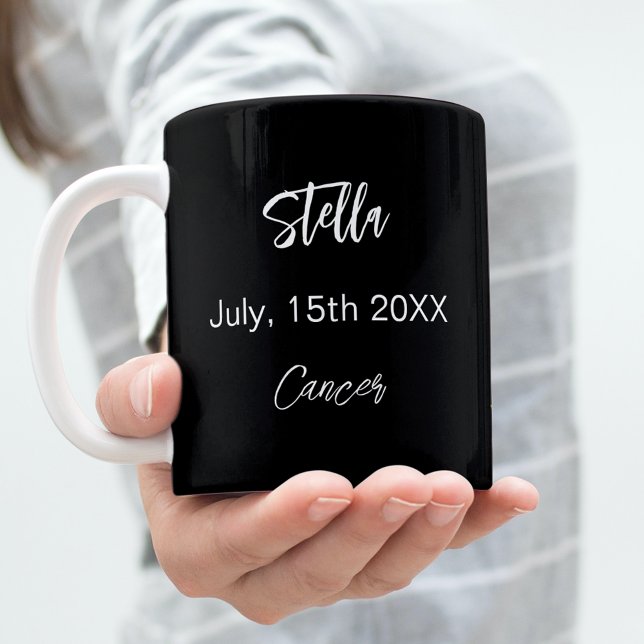 Caneca De Café Aniversário da constelação do Cancer de ouro negro (Criador carregado)