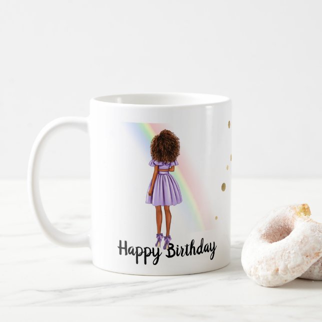 Caneca De Café Aniversário da Mulher Afro-Americana (Com Donut)
