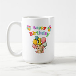 Caneca De Café Aniversário das crianças de ratos primeiros aniver