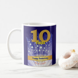Caneca De Café Aniversário de 10 Anos de Recuperação Numeral Negr