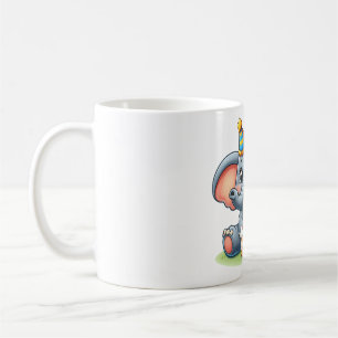 Caneca De Café Aniversário de 11 anos do Elefante Fofo