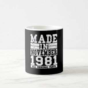 Caneca De Café Aniversário De 1981 Vintage, Dia De Novembro