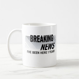 Caneca De Café Aniversário de 1 Ano de Trabalho Notícia de Última