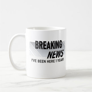 Caneca De Café Aniversário de 1 Ano de Trabalho Notícia de Última