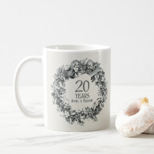 Caneca De Café Aniversário de 20 anos de casamento vintage estilo