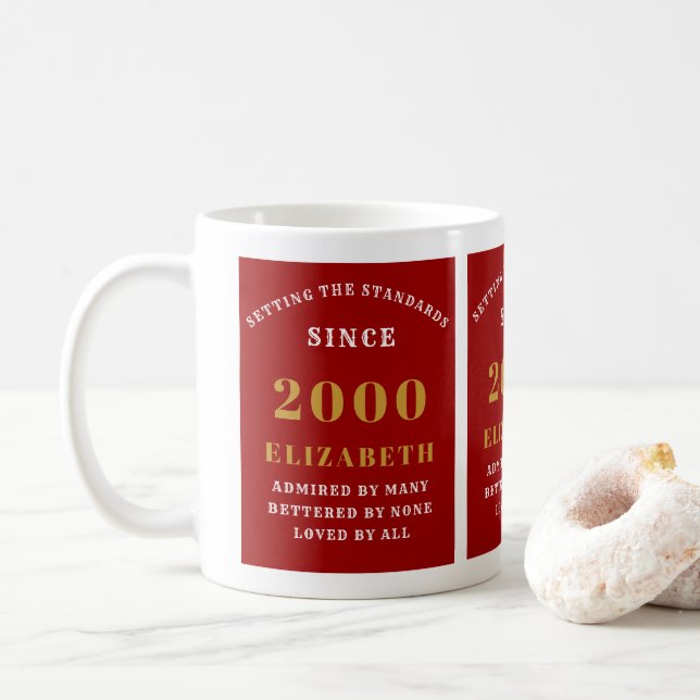 Caneca De Café aniversário de 21 anos 2000 Red Standards Adiciona (Com Donut)